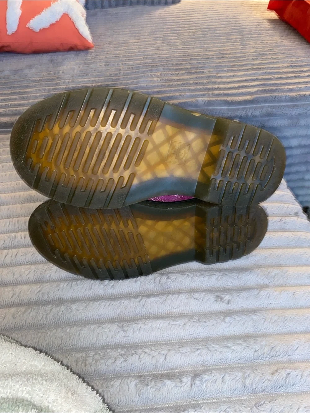 DOC MARTENS GIRLS SZ 2 Pink Hlitter combat boots euc